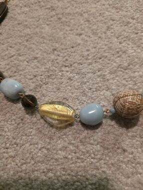 Multi-stone and wood long necklace